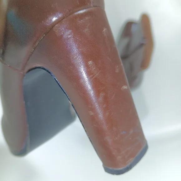 3.5" Heels Brown Real-Leather Ankle Zipper Boots - Picture 13 of 16